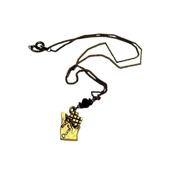 Minnesota Gold Tone Chocolate Charm Pendant Necklace with Black Bead Accent - Picture 2 of 6